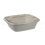 240-oz BagasseWare Square Catering Bowl with Lid on