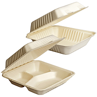 BagasseWare-Natural-Hinged-Clamshell-Containers