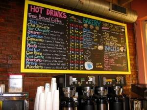 Colored chalkboard menu